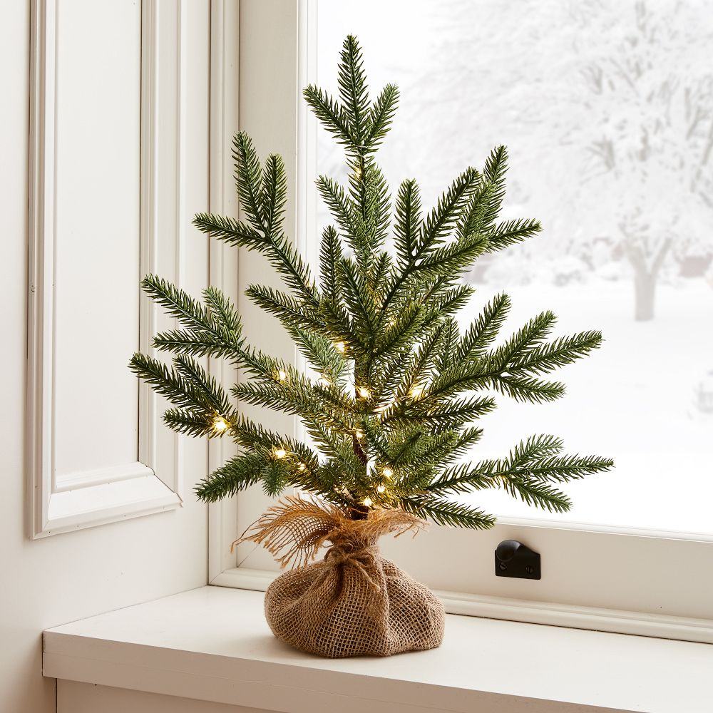 Burlap Wrapped Light-Up Tabletop Tree | West Elm (US)