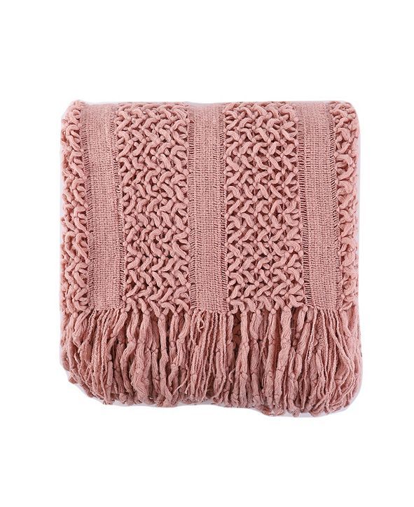 Solid Knit Mesh Tassels Throw | Macys (US)