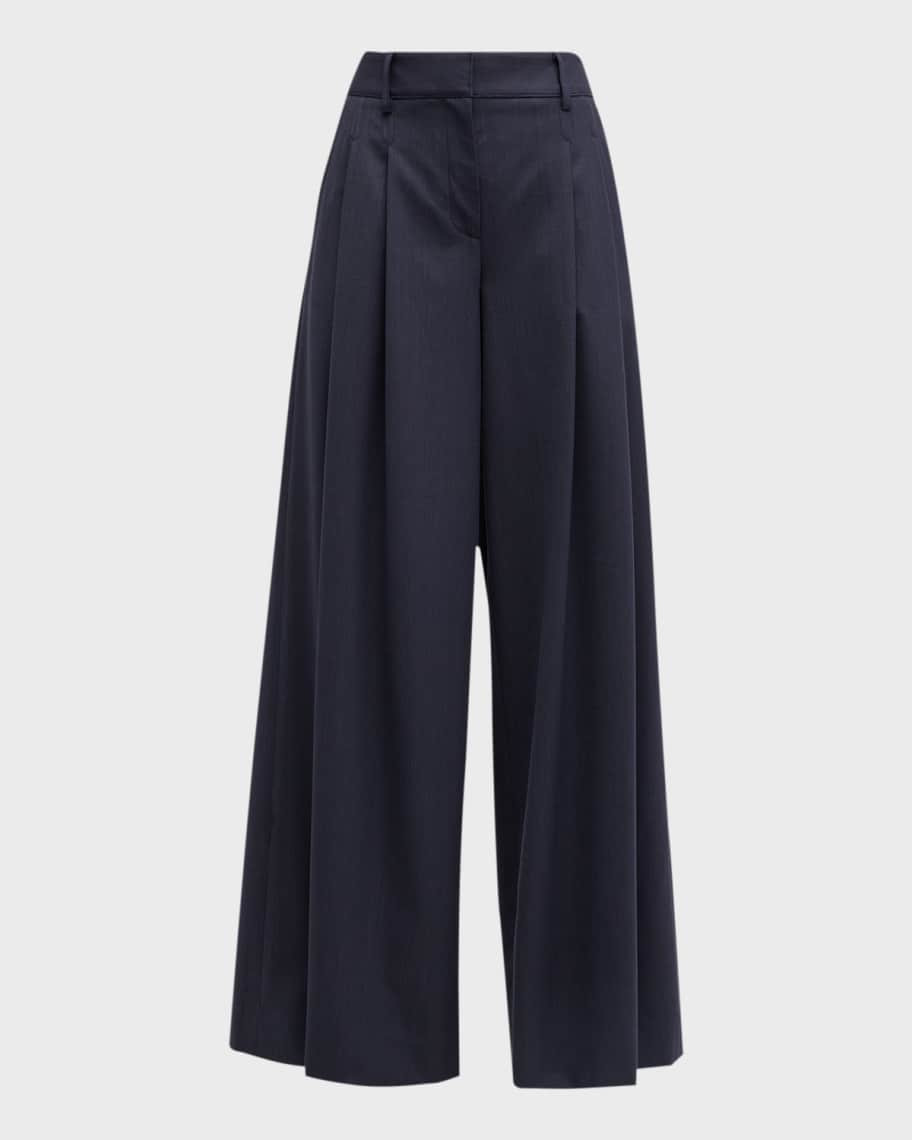 TWP New Didi Pleated Wide-Leg Wool Pants | Neiman Marcus