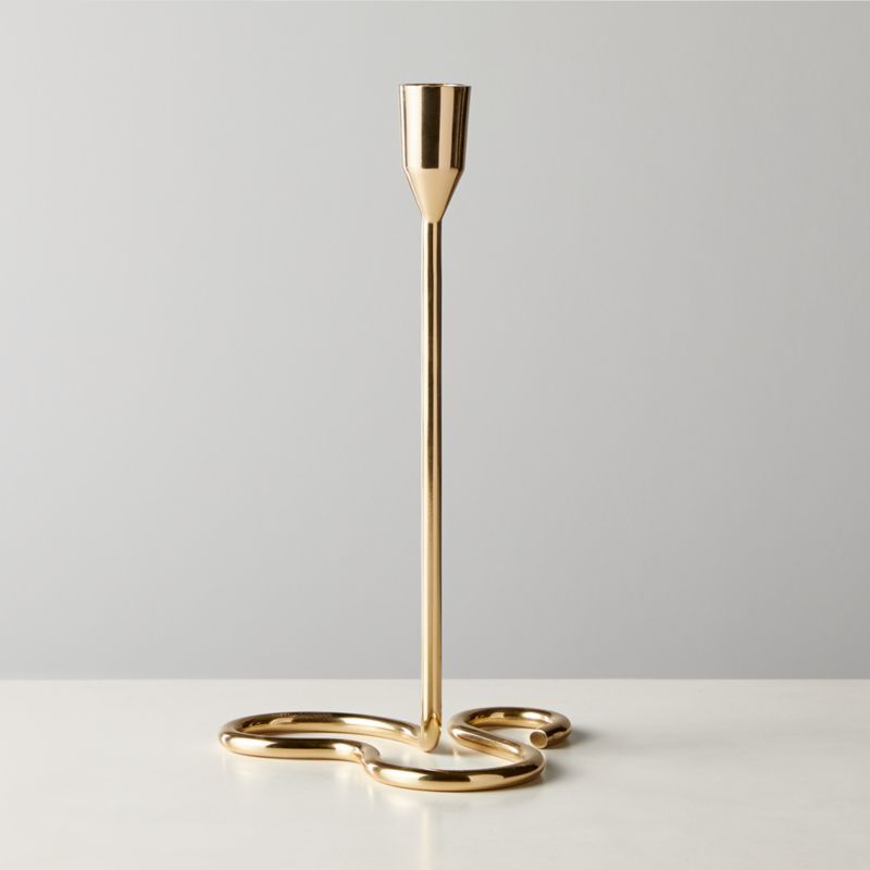 Motion Brass Taper Candle Holder Large + Reviews | CB2 | CB2
