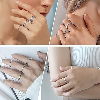 PROSILVER 925 Sterling Silver Adjustable Open Ring for Women Teen Girls, Solid Sterling Silver St... | Amazon (US)