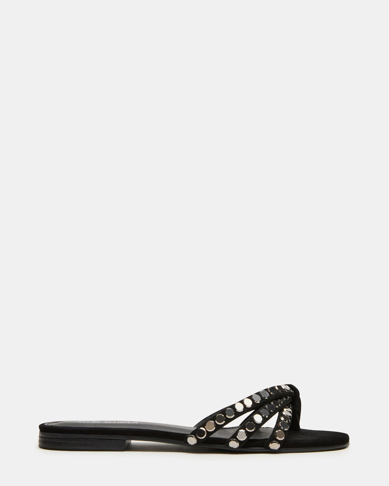 CALISSI Black Suede Rhinestones Strappy Slide Women's Sandal | Steve Madden (US)