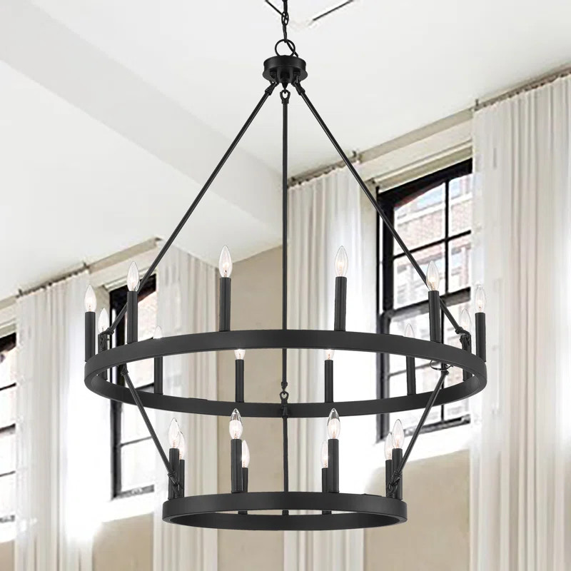 Finchley 20 - Light Dimmable Wagon Wheel Chandelier | Wayfair North America