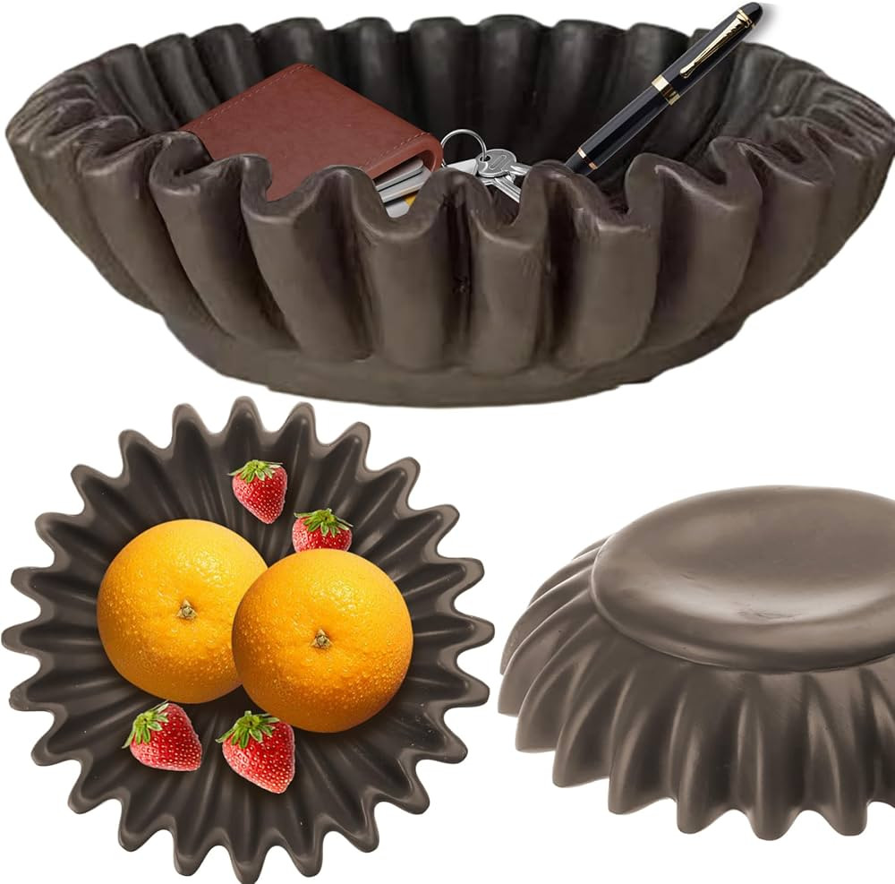 Decorative Bowl, 10x10x2 Resin Scalloped Bowl with Fluted Ruffle Modern Fashion Aesthetic Decorat... | Amazon (CA)