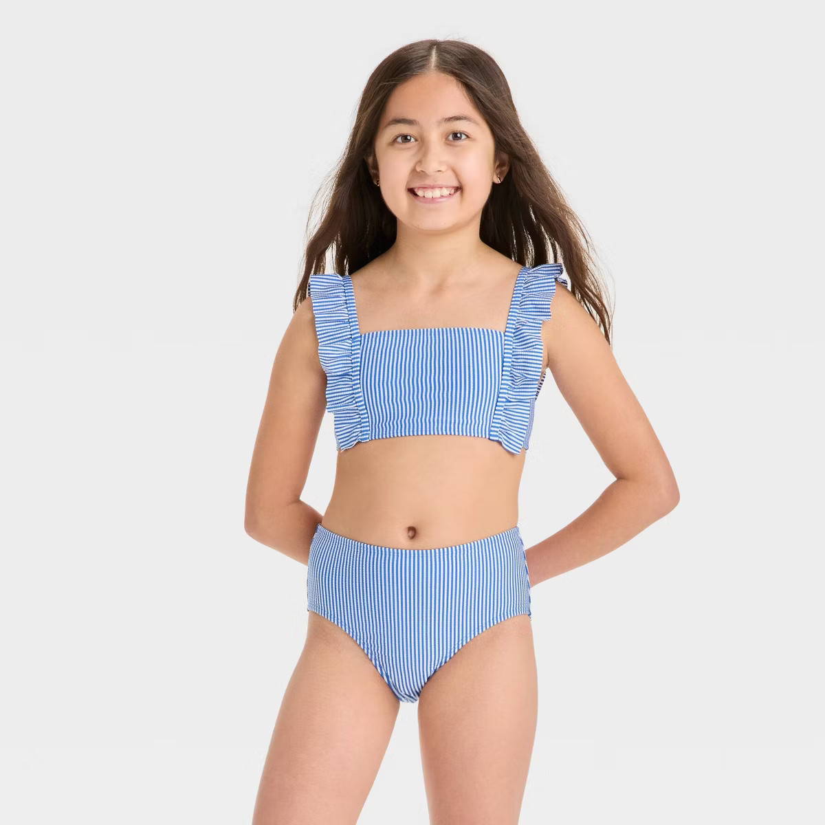 Girls' Happy Camper Striped Bikini Set - Cat & Jack™ Blue | Target