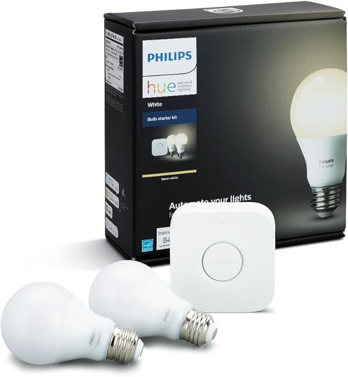 Philips Hue White A19 60W Equivalent Dimmable LED Smart Bulb Starter Kit (2 A19 60W White Bulbs a... | Amazon (US)