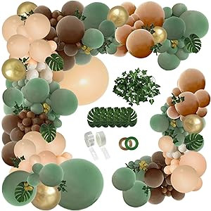 PERPAOL 142PCS Sage Green Brown Balloon Garland Kit, Jungle Safari Wild Woodland Balloon Arch, Ol... | Amazon (US)