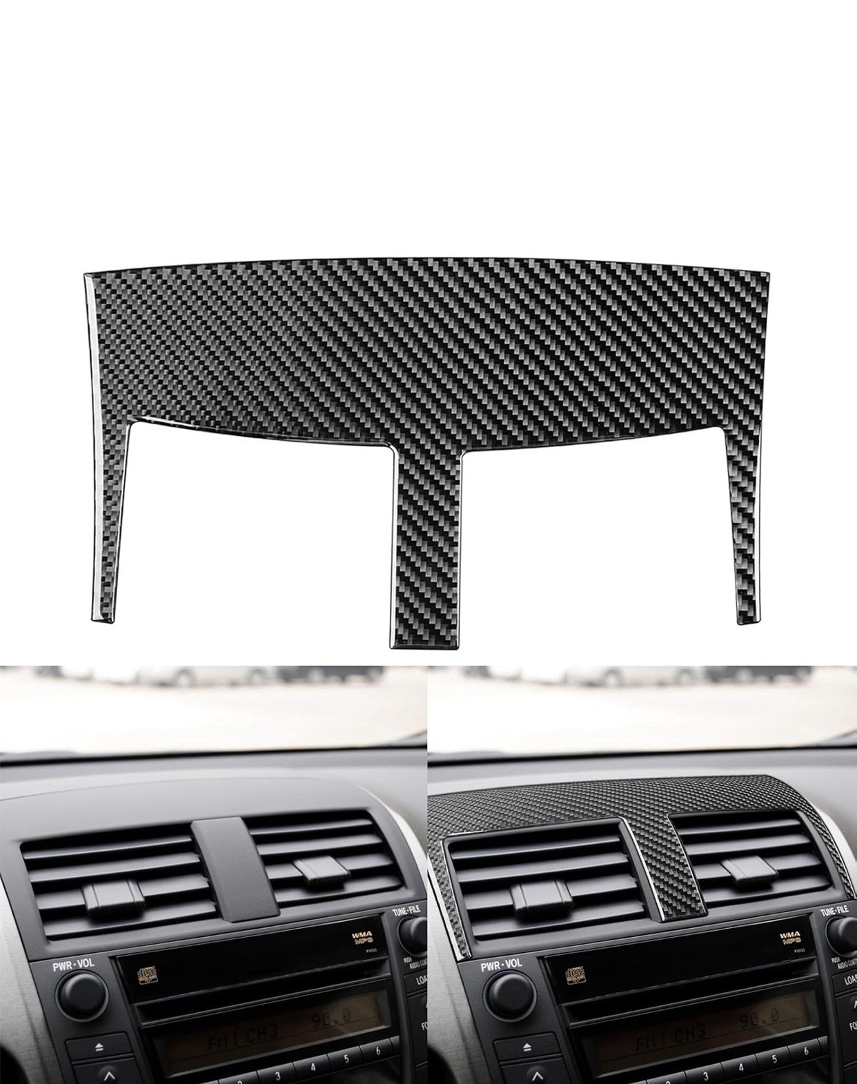 Real Premium Carbon Fiber Compatible With Toyota RAV4 Base Limited EV Sport Car Dashboard Center Air Vent Outlet Frame Cover Interior Trim Accessories Black