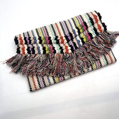 Stella & Dot Multicolor Taj Boho Weaved Envelope Clutch Purse Fringe | eBay US