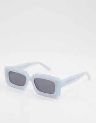 ASOS DESIGN acetate frame mid square sunglasses in baby blue | ASOS (Global)