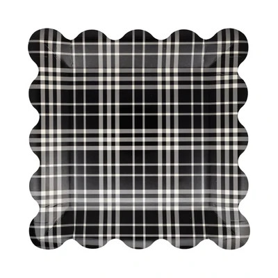 Falloween Plaid Scalloped Square Paper Plate | My Mind's Eye