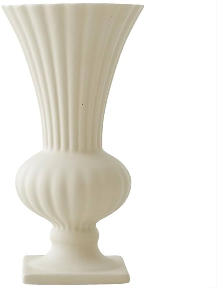 Trompette Ceramic Vase, Display Blooms and Plant, Floral Arrangements, Matte Crème | Amazon (US)