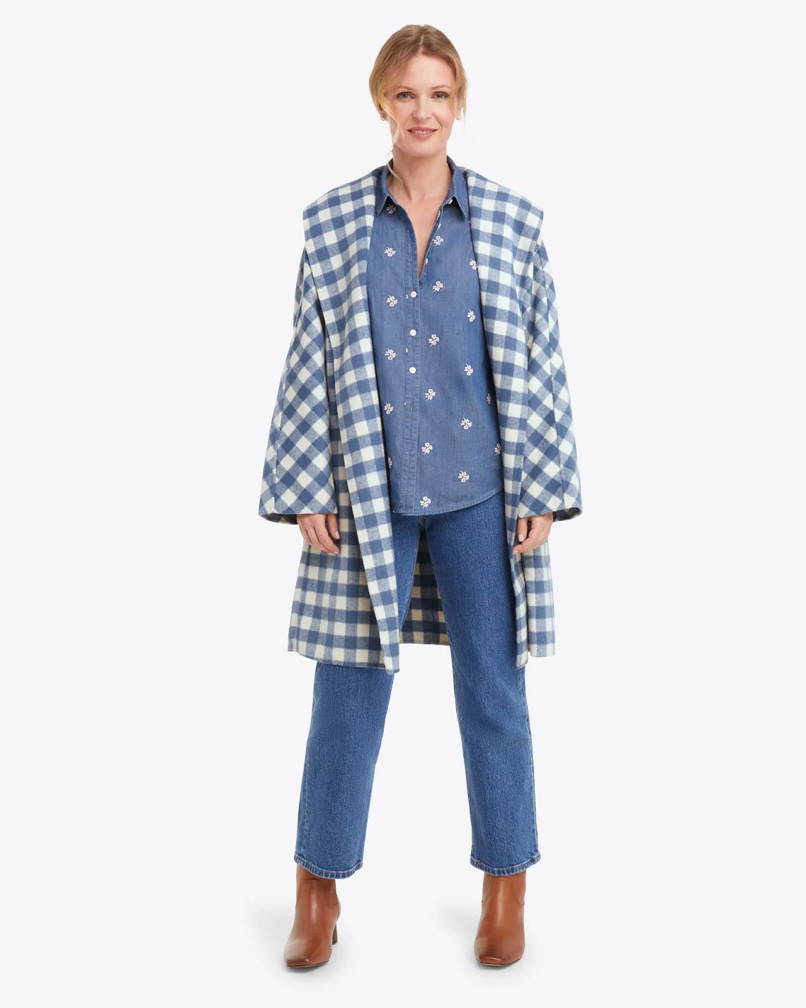 Shawl Collar Belted Coat in Gingham | Draper James (US)