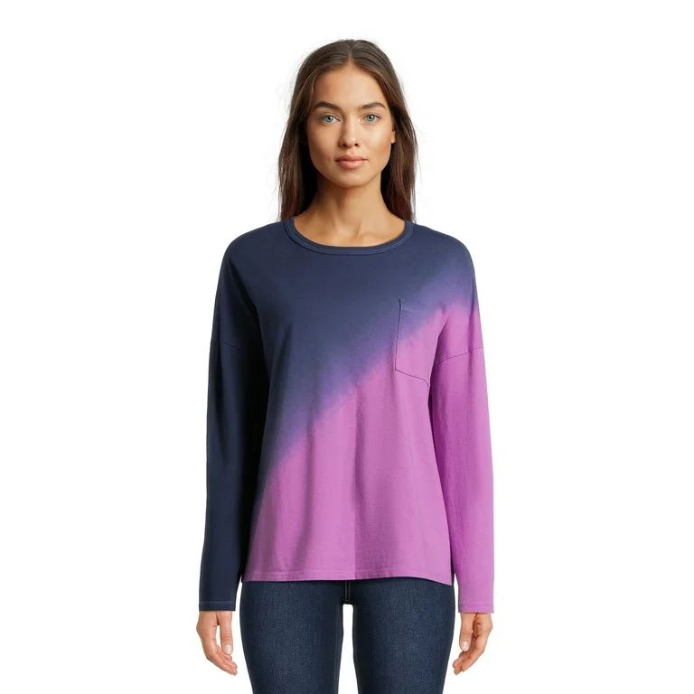 Time and Tru Women's Oversized Tie Dye T-Shirt with Long Sleeves, Sizes XS-XXXL | Walmart (US)
