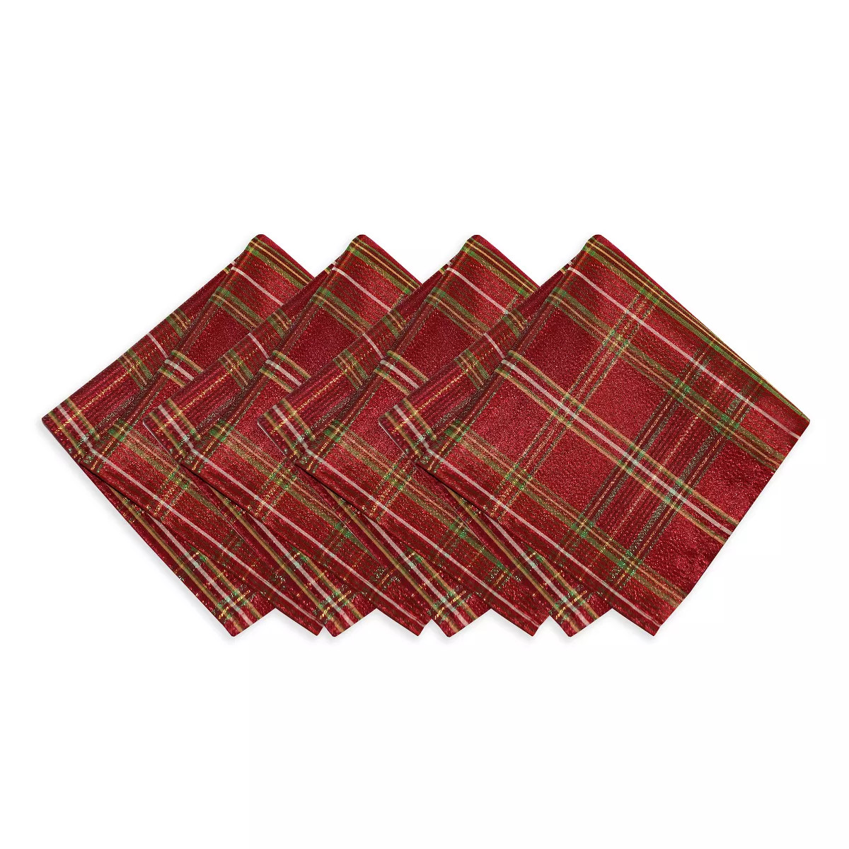 Shimmering Plaid Holiday Napkin Set of 4 - 17" x 17" - Red/Green - Elrene Home Fashions | Target