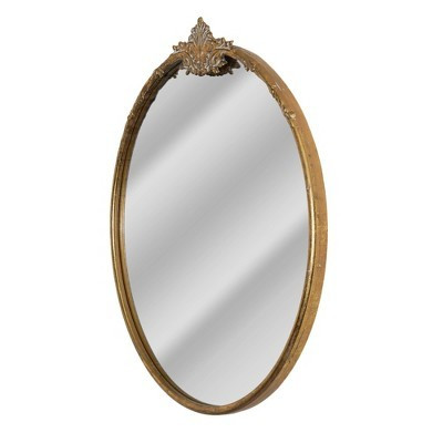 23"x23" Antique Round Ornate Metal Accent Wall Mirror Brass - Head West: Luxurious, No Assembly Required | Target