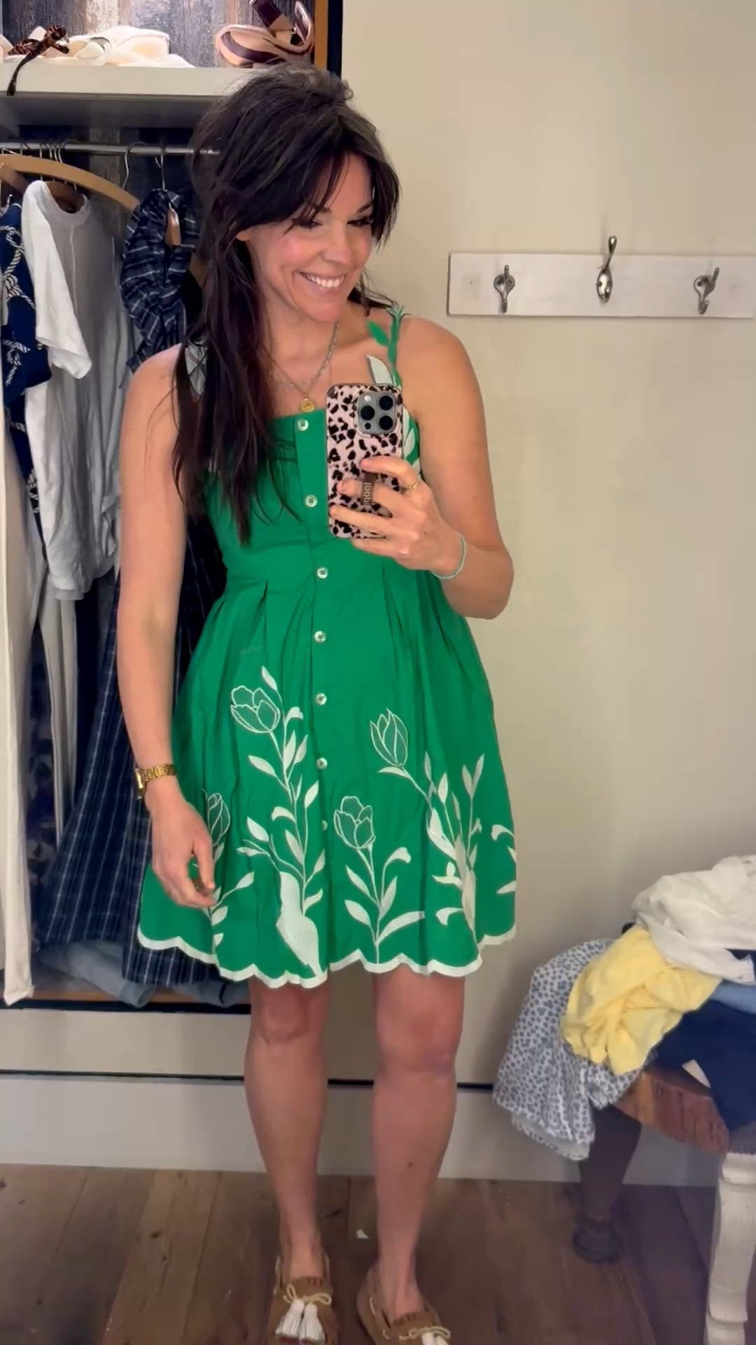 So excited to snag this dress for spring! It’s so adorable. I love the strap detail and the length is perfect. The front has a button detail, but doesn’t actually button, so you don’t have to worry about gaping. I’m wearing a medium, and it’s just right!

#LTKOver40 #LTKSeasonal #LTKmomlife