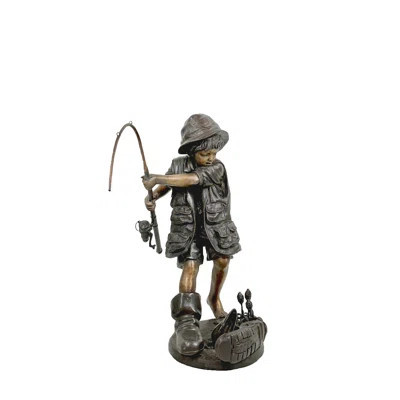 Bronze Fishing Fountain Sculpture | Wayfair North America