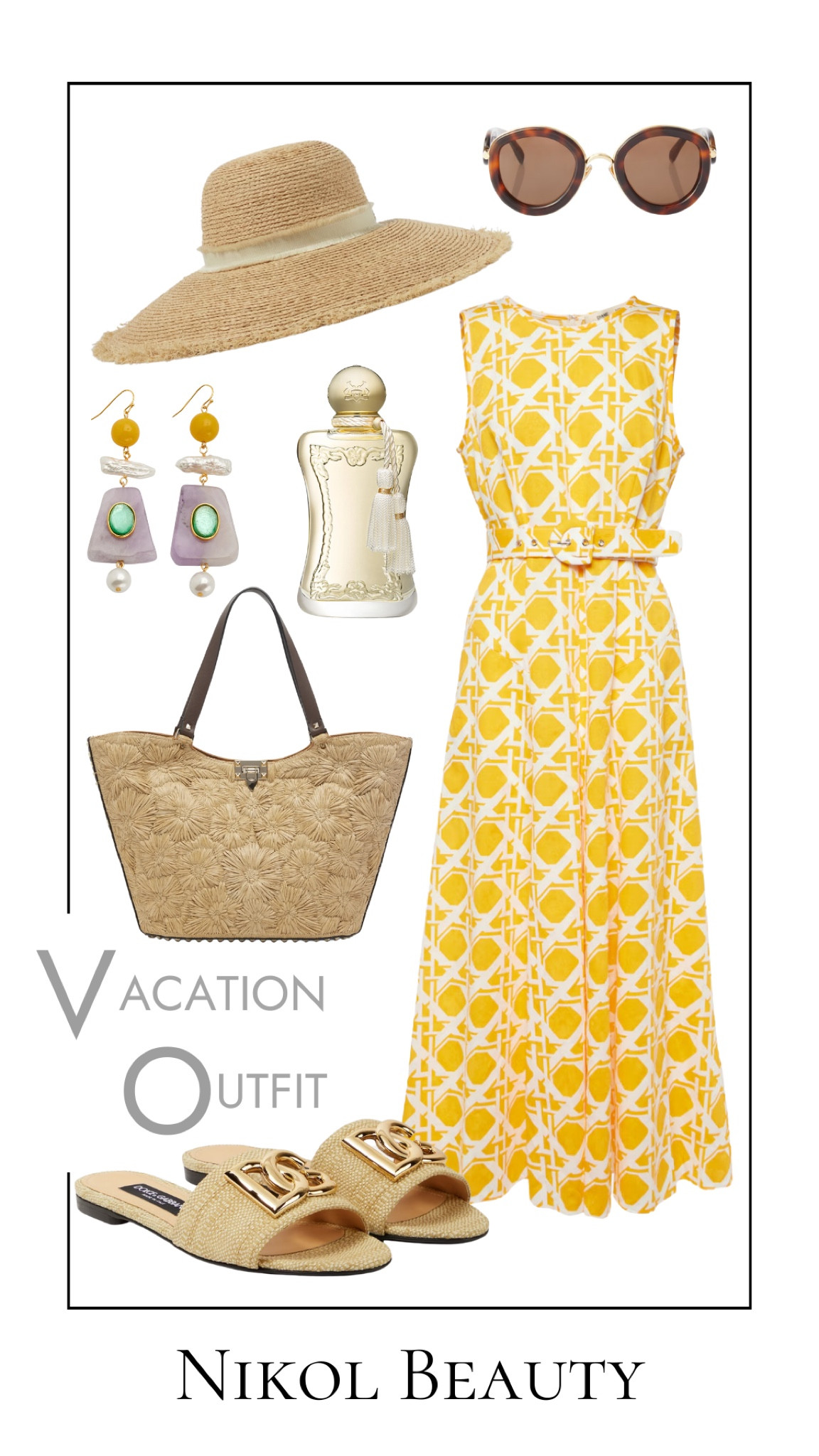 Sunshine vibes  Loving this vacation ensemble featuring the Diane von Furstenberg midi dress, Dolce & Gabbana slides, and Mach & Mach raffia bag! Ready to soak up the sun in style! #VacationOutfit #SummerFashion #TravelChic #YellowDress #VacationEssentials



#LTKstyletip #LTKshoecrush #LTKtravel