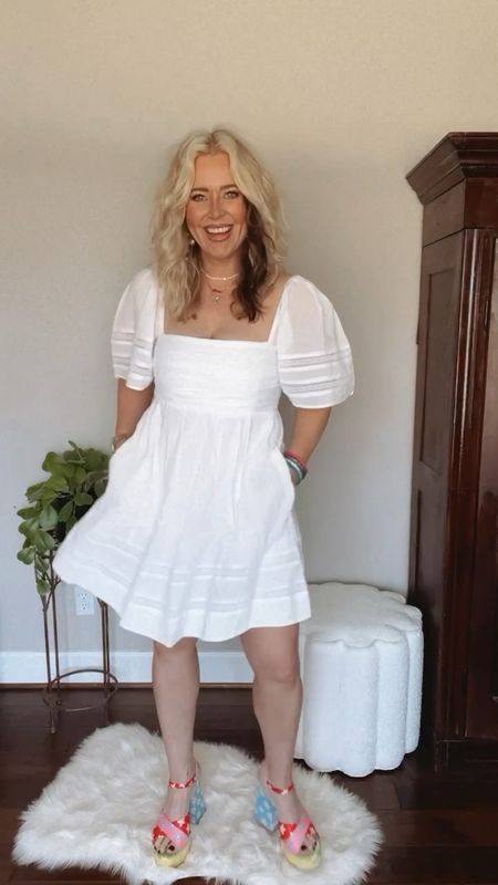 EASTER DRESS IDEAS + FUN SANDALS 
White dress size M
Stripe blue dress size M
Sandals run true to size 
Spring outfit, Easter dress, spring dress, white dress, midi length dress, Abercrombie style, petal and pup 

#LTKVideo #LTKSeasonal #LTKover40