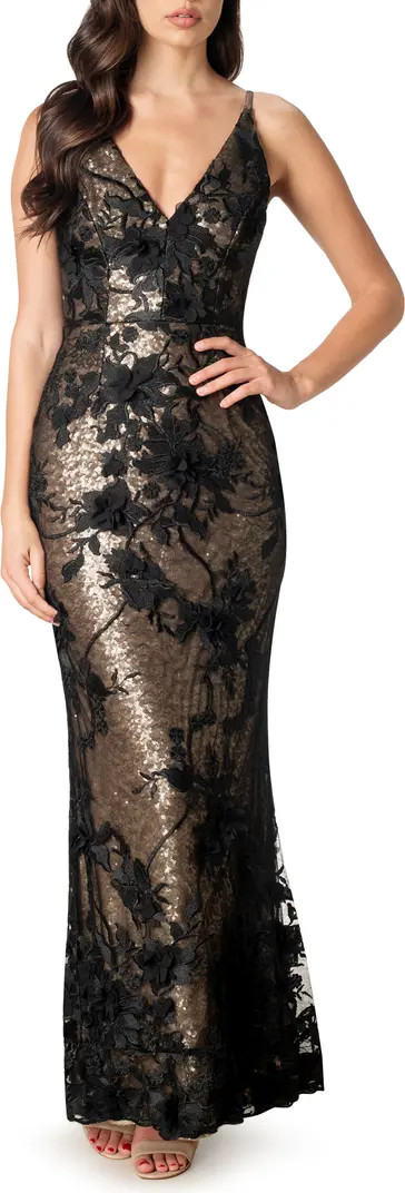 Sharon Floral Metallic Gown | Nordstrom