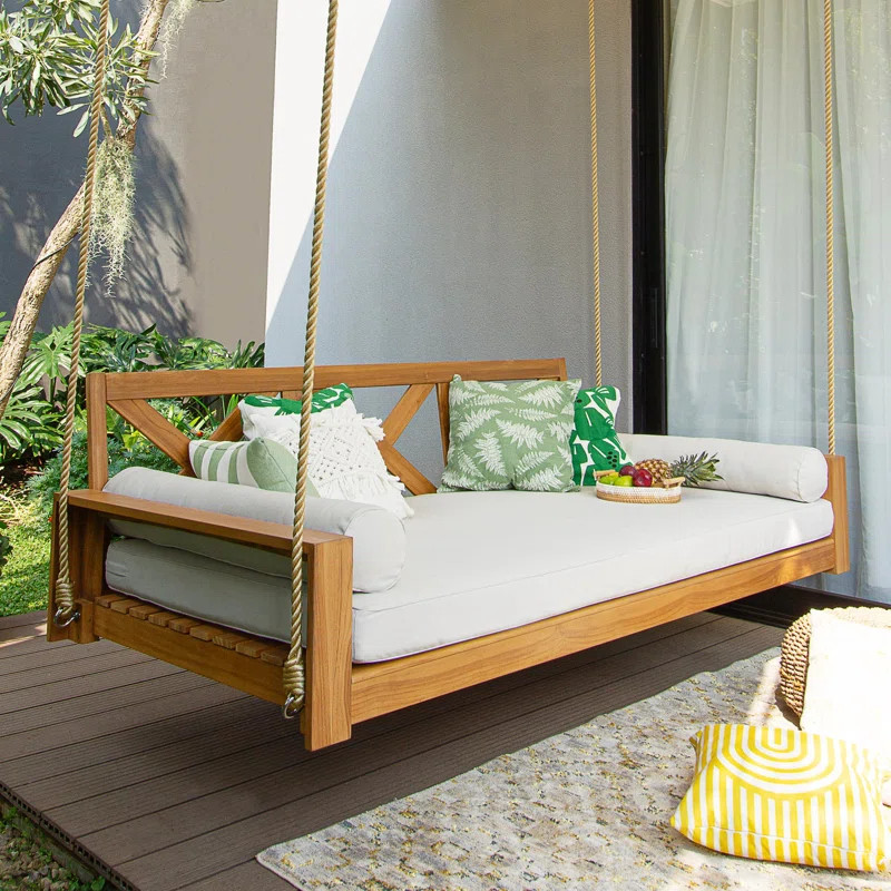 Peralta Teak Porch Swing Bed | Wayfair North America