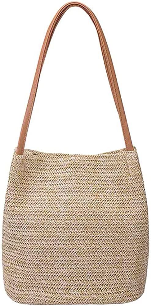 Aphoraeny Straw Beach Bag Buckets Totes Handbag Shoulder Bag Tote Bag Women Summer Handbag | Amazon (US)