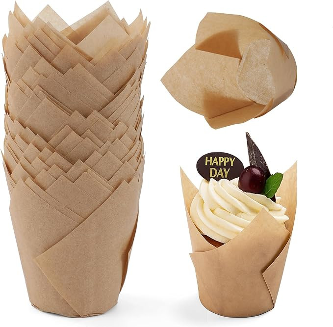 200pcs Tulip Cupcake Liners, Standard Greaseproof Paper Baking Cups Muffin Liners Holders Perfect... | Amazon (US)