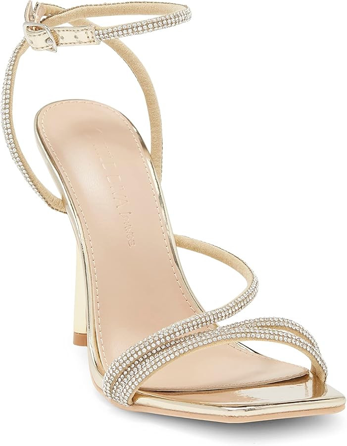 Wild Diva Women's Square Toe Rhinestone Embellished Straps Formal Stiletto High Heels Narala-02 | Amazon (US)