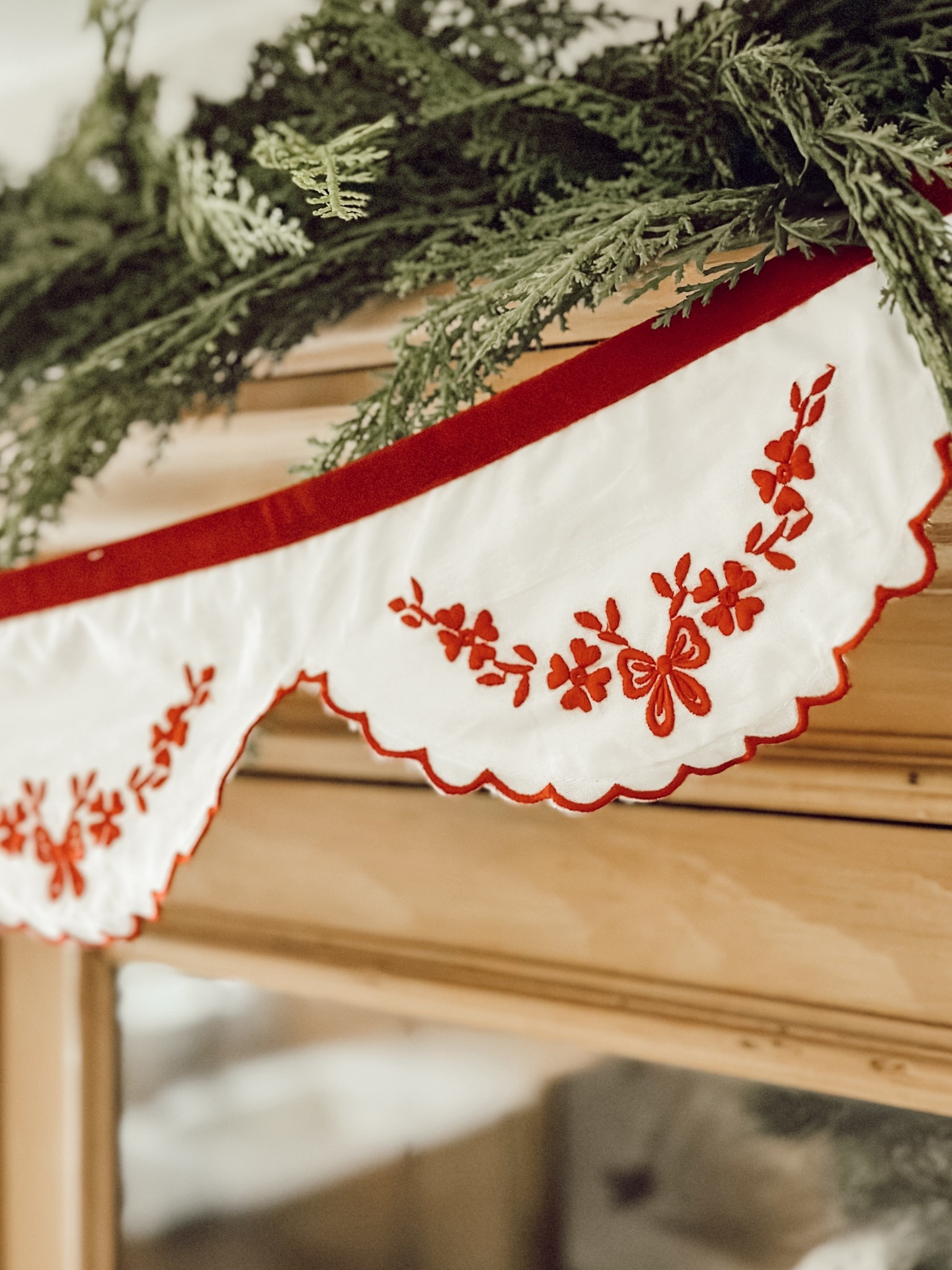 Added this beautiful embroidered Pottery Barn garland to the top of our hutch in the kitchen. 

#LTKSaleAlert #LTKHoliday #LTKHome