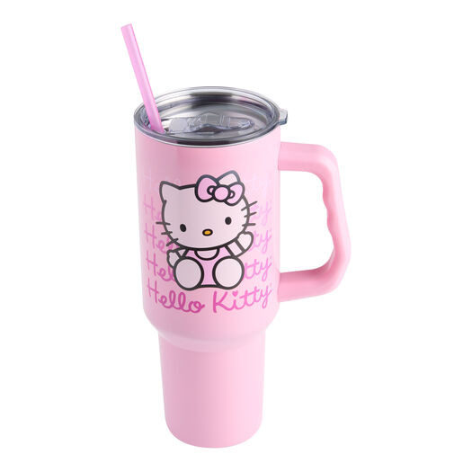 Hello Kitty Pink Waving Stainless Steel Drink Tumbler with Straw by World Market | World Market