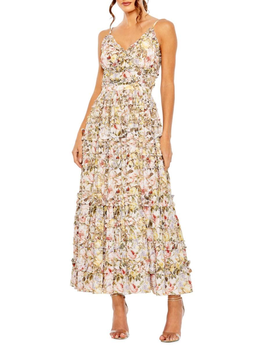 Floral Textured Tiered Cocktail Dress | Saks Fifth Avenue