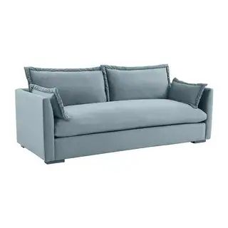 Freya Velvet Sofa - 84.3"W x 39.4"D x 33.5"H - Bluestone | Overstock