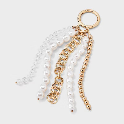 Beaded Pearl Tassel Chain Bag Charm - A New Day™ Gold/Peral | Target
