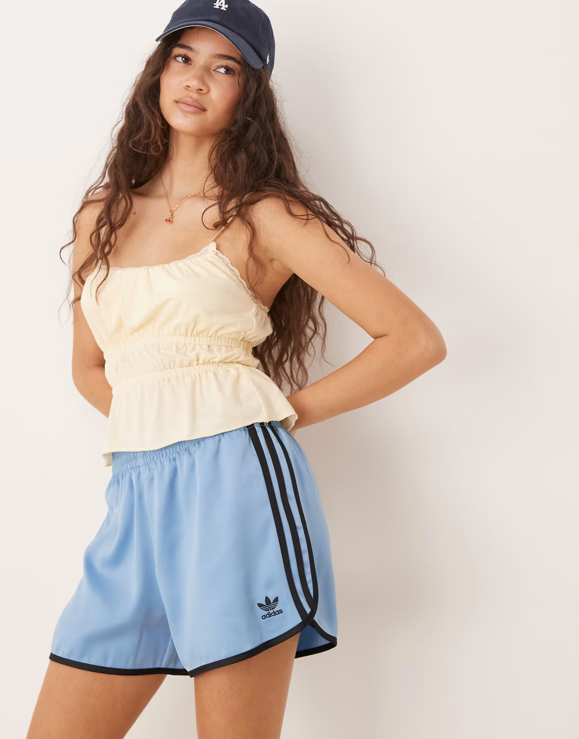 adidas Originals 3 stripe sprinter shorts in blue | ASOS (Global)
