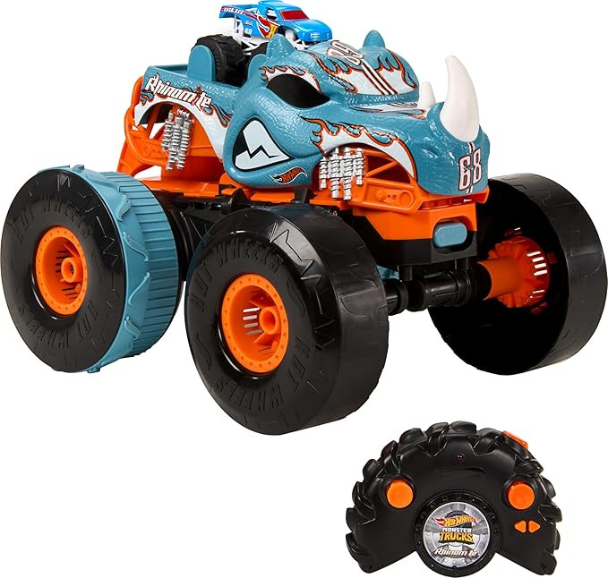 Hot Wheels Monster Trucks RC Toy, Remote-Control Transforming Rhinomite in 1:12 Scale & 1:64 Scal... | Amazon (US)
