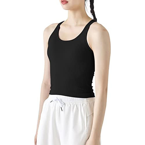 sphinx cat Womens Ribbed Workout Crop Tops with Built in Bra Yoga Racerback Tank Top Slim Fit Black 8 | Amazon (US)