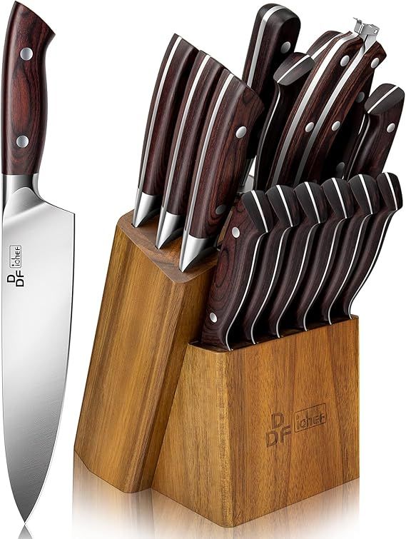 DDF iohEF Kitchen Knife Set, 16-Piece Knife Sets for Kitchen with Block Japanese Stainless Steel ... | Amazon (US)