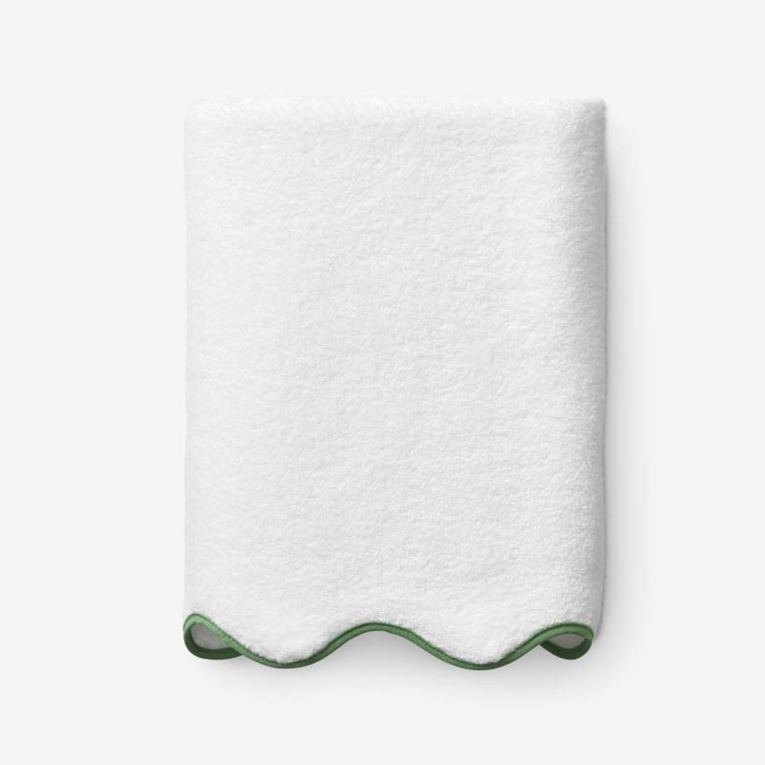 Scalloped Edge Bath Towel - Green/White, Size 30 In. X 54 In., Cotton | The Company Store | The Company Store