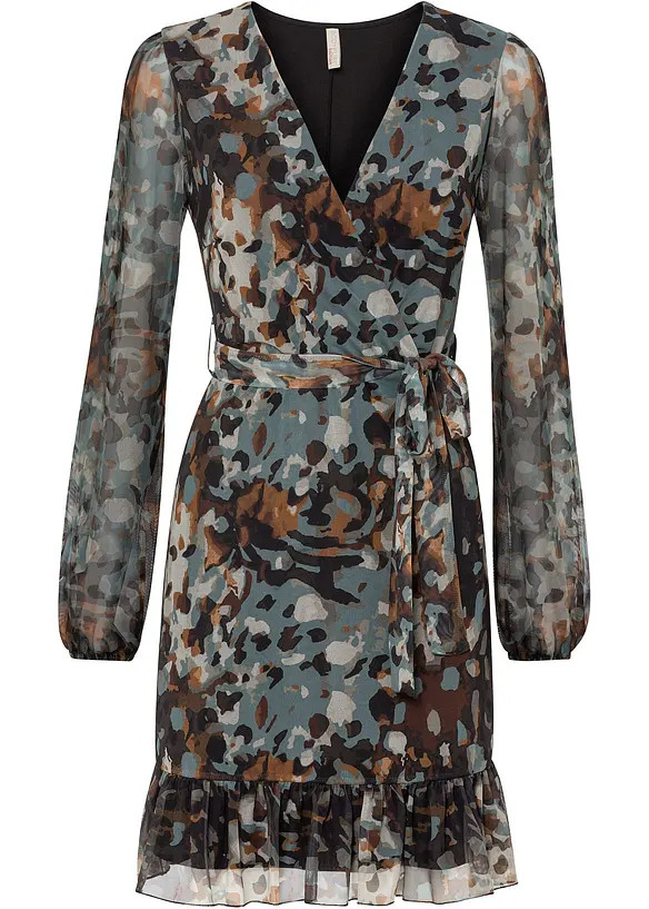 Minikleid aus luftigem Mesh in Wickel-Optik | Bonprix DE