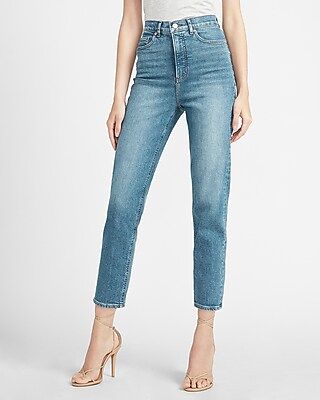 Super High Waisted Faded Mom Jeans | Express