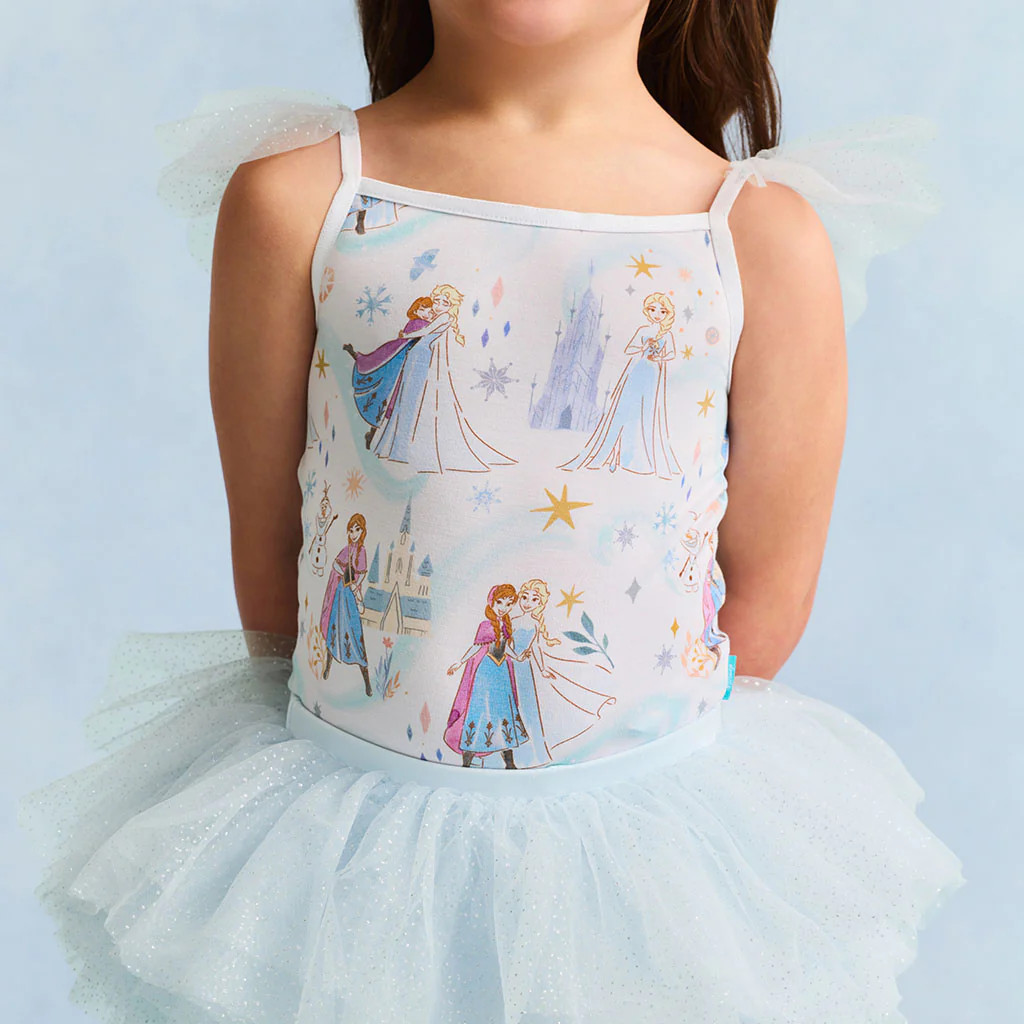 Blue Sleeveless Disney Frozen Elsa & Anna Ruffled Tulle Cami | Posh Peanut\u00ae | Posh Peanut