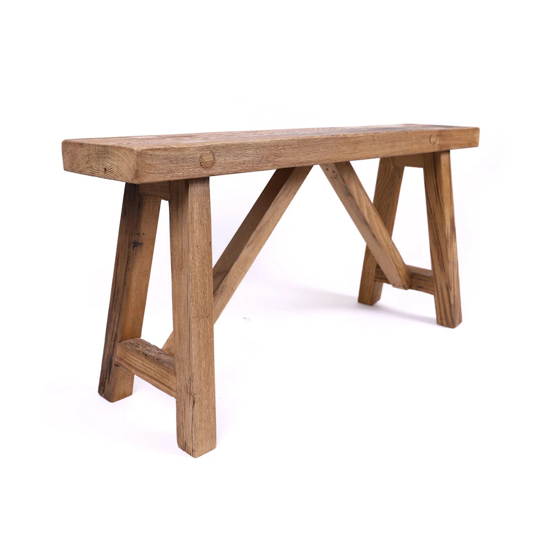 Weathered Wooden Bench, Recycled Old Chestnut Unique Wooden, Cross Foot 40'' - Etsy Pakistan | Etsy (US)