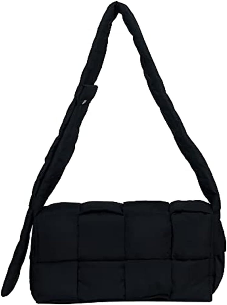 Cotton Padded Cassette Crossbody Bag Puffer Woven Shoulder Bag Puffy Down Knitting Handbag Nylon Y2k | Amazon (US)