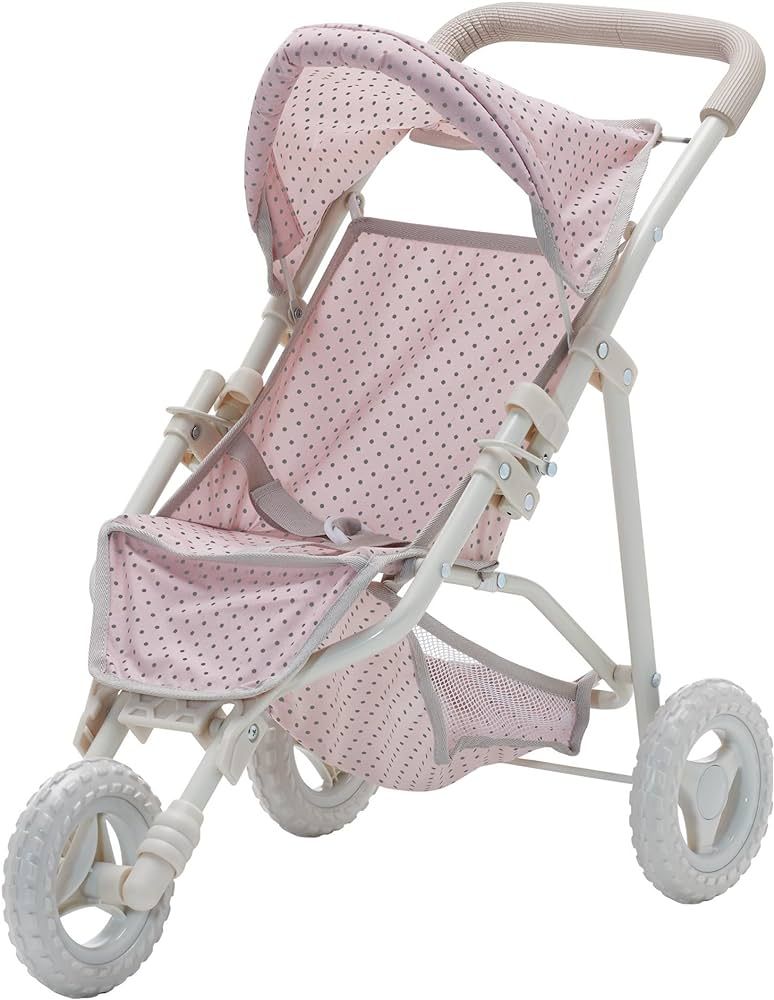 Olivia's Little World Doll Jogging-Style Stroller with Canopy, Storage Underneath, Pink and Cream... | Amazon (US)