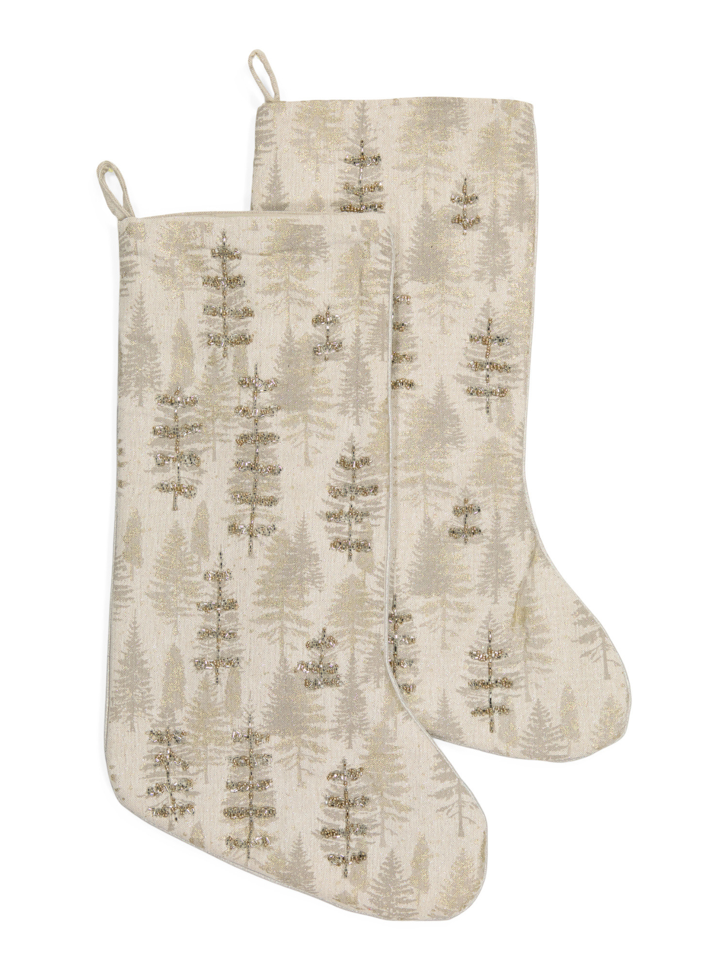 Set Of 2 Foil And Beaded Stockings | TJ Maxx