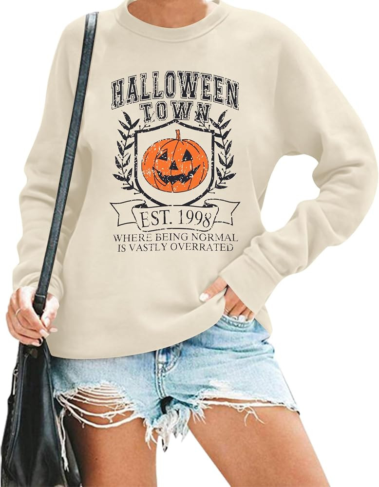 Halloween Sweatshirt Women Tis The Season Shirt Pumpkin Graphic Pullover Vintage Fall Long Sleeve... | Amazon (US)