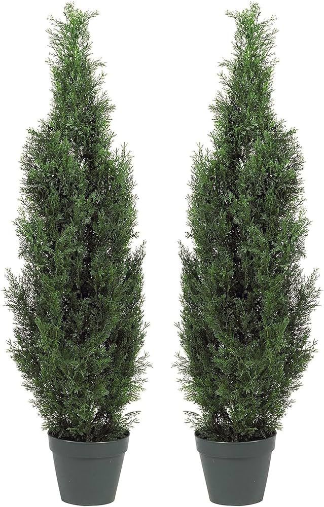 Two Pre-Potted 3' Artificial Cedar Topiary Outdoor Indoor Tree | Amazon (US)