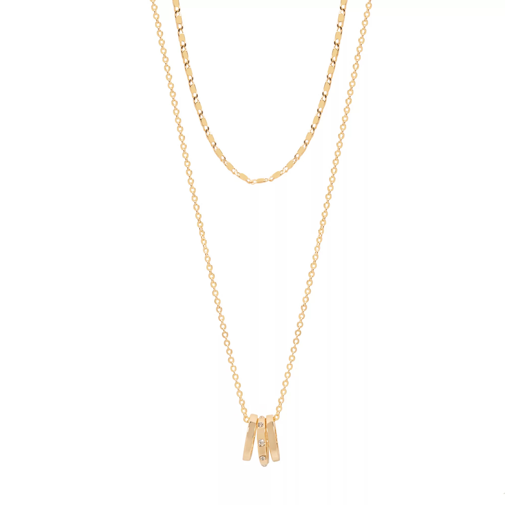 LC Lauren Conrad Gold Tone Three Ring Pendant 2 Row Necklace | Kohl's
