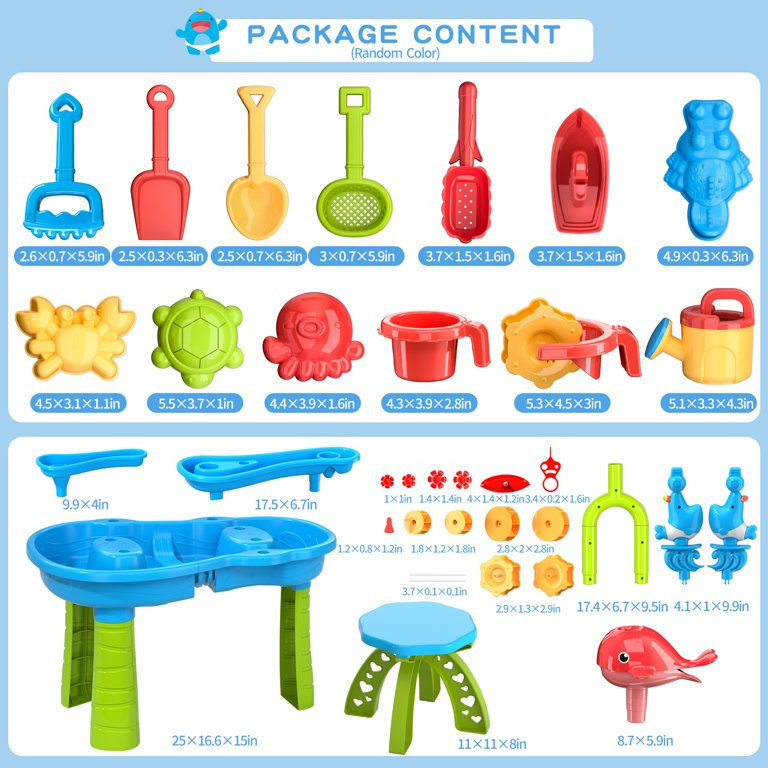 Dinosaur Planet Kids Sand Water Table for Toddlers, 3-Tier Sand and Water Play Table Toys for Tod... | Walmart (US)